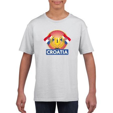 Wit Kroatie supporter kampioen shirt kinderen