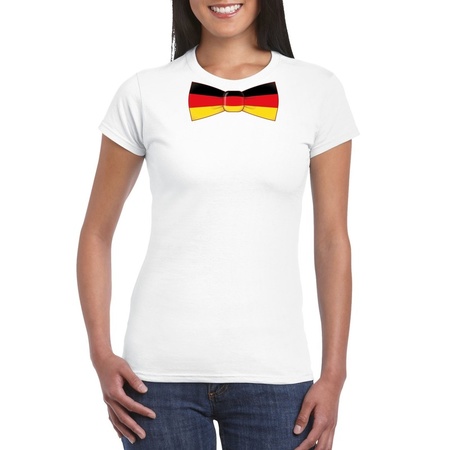 Wit t-shirt met Duitsland vlag strikje dames