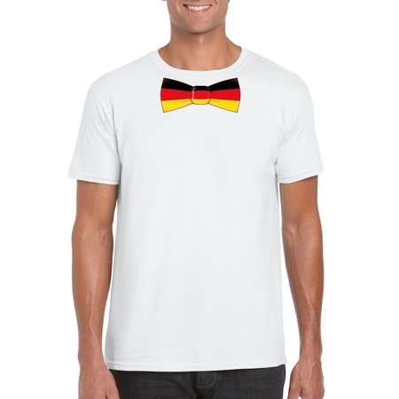 Wit t-shirt met Duitsland vlag strikje heren