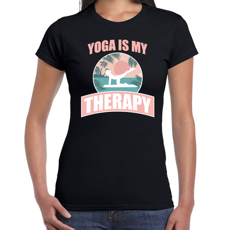 Yoga is my therapy t-shirt for women black