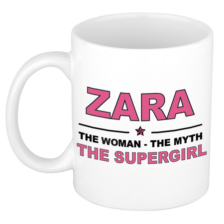 Zara The woman, The myth the supergirl pensioen cadeau mok/beker 300 ml