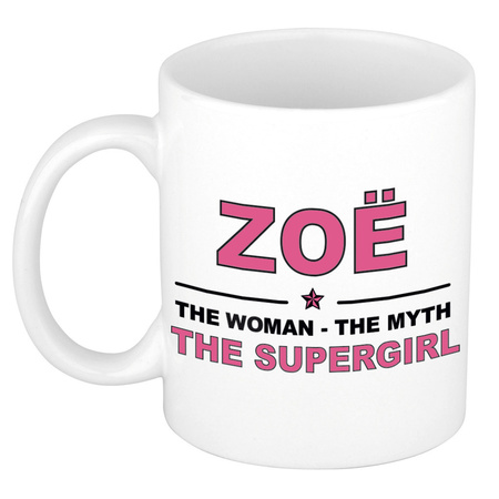 Zoe The woman, The myth the supergirl pensioen cadeau mok/beker 300 ml