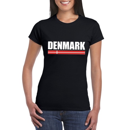 Zwart Denemarken supporter t-shirt voor dames