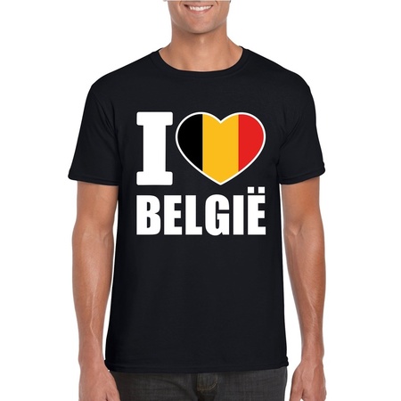 Zwart I love Belgie fan shirt heren