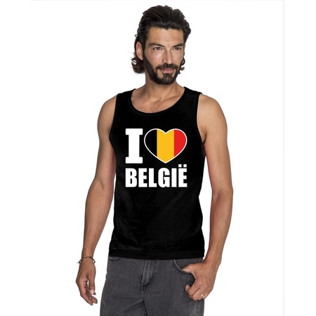 Zwart I love Belgie fan singlet shirt/ tanktop heren