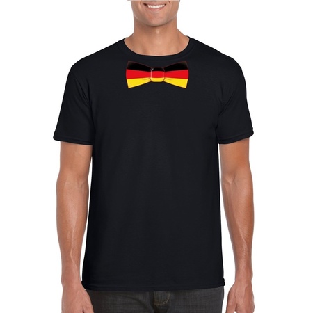 Zwart t-shirt met Duitsland vlag strikje heren