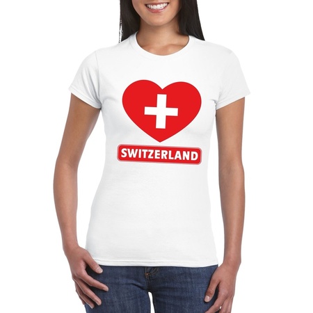 Switzerland heart flag t-shirt white women