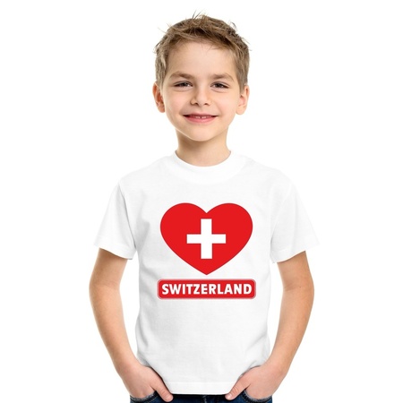 Switzerland heart flag t-shirt white kids