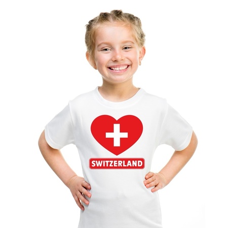 Switzerland heart flag t-shirt white kids